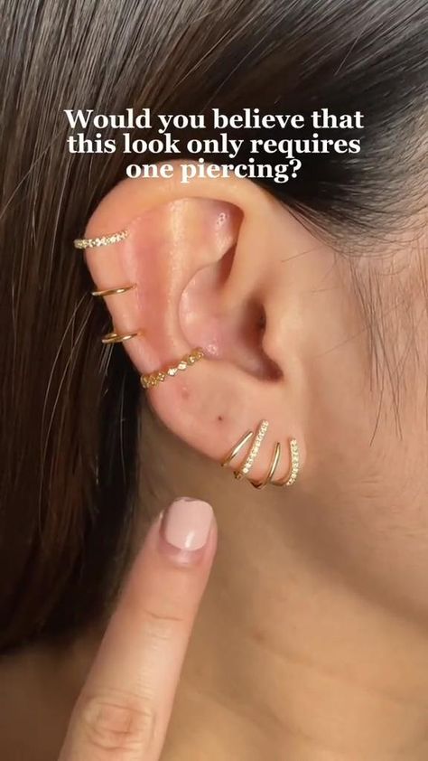 Fake Ear Piercings, Different Ear Piercings, Ear Piercings Chart, Earring Video, Gold Earrings Models, Metal Butterfly, Jewelry Fashion Trends, Earring Crafts, Ear Cuffs