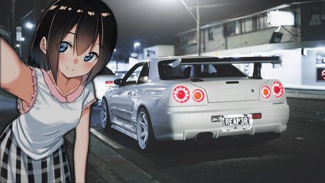 Jdm Girls, 1366x768 Wallpaper Hd, Car Banner, Hd Wallpapers For Laptop, Nissan Gtr R34, Vaporwave Wallpaper, R34 Gtr, Gtr R34, Jdm Wallpaper