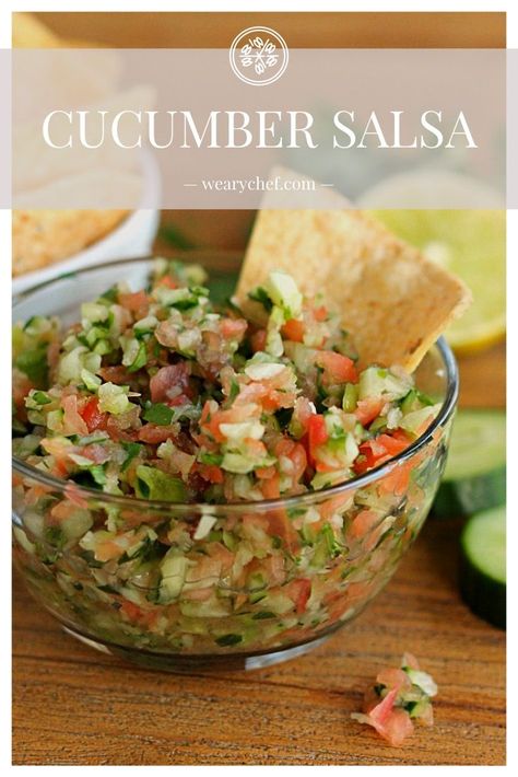 Cucumber Salsa Recipe, Fresh Salsa Recipe, Easy Salsa Recipe, Cucumber Salsa, Salsa Guacamole, Easy Salsa, Cucumber Recipes, Fresh Salsa, English Cucumber