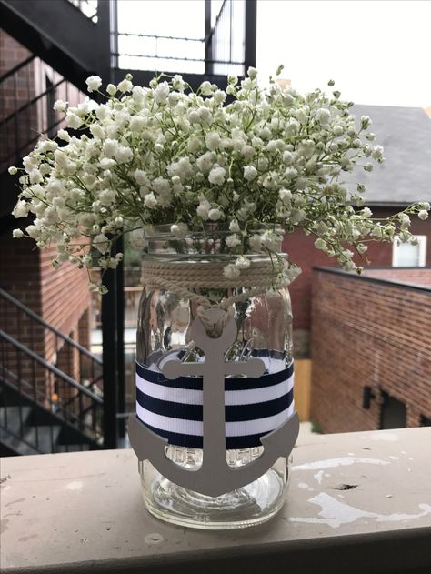 Anchor Centerpiece, Navy Party Decorations, Nautical Baby Shower Boy, Nautical Centerpiece, Sailor Baby Showers, Centerpiece For Wedding, Navy Party, Nautical Bridal Showers, Wood Anchor