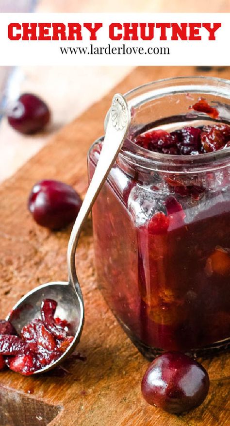 Cherry Chutney, Duck Pate, Bbq Sandwiches, Dairy Free Dips, Savory Jam, Cherry Preserves, Chutney Recipe, Cherry Recipes, Chutney Recipes