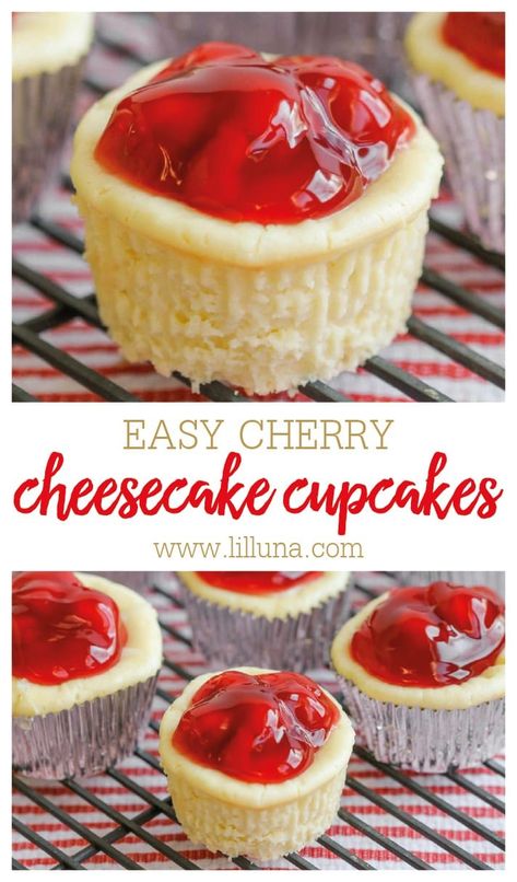 Cream Cheese Cupcakes Recipes, Snackables Ideas, Philadelphia Cream Cheese Cheesecake, Cherry Cheesecake Cups, Cream Cheese Cups, Individual Cheesecake Recipes, Cherry Cheesecake Cupcakes, Cherry Sweets, Finger Dessert