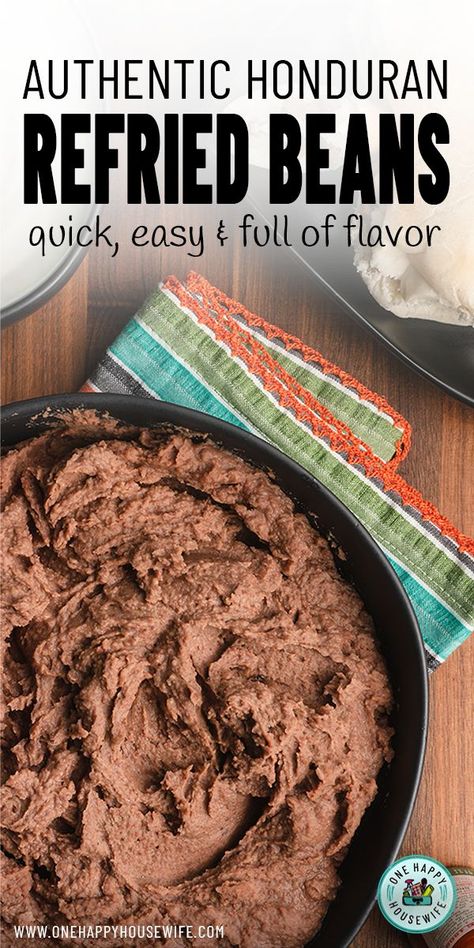 Authentic Refried Beans, Red Beans Recipe, Honduras Food, Make Refried Beans, Honduran Recipes, Homemade Refried Beans, Refried Beans Recipe, Happy Housewife, How To Cook Beans