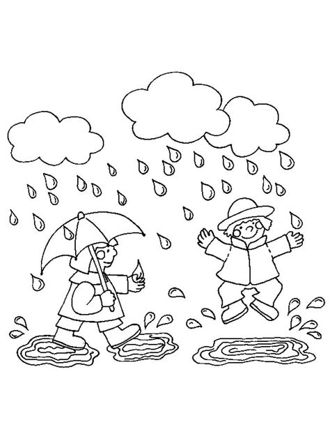 Rain Coloring Pages, Curious George Coloring Pages, Coloring Page Free Printable, Small Clouds, School Coloring Pages, Coloring Page Ideas, Paper Boat, Spring Rain, Curious George