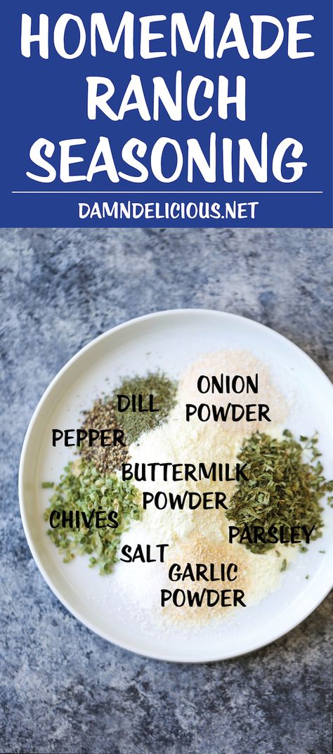 DIY Homemade Ranch Seasoning Mix - You can skip the store-bought seasoning packets. This homemade version takes 5 min using ingredients you already have! Ranch Seasoning Recipes, Homemade Ranch Seasoning, Ranch Seasoning Mix, Homemade Ranch, Homemade Spices, Homemade Seasonings, Ranch Seasoning, Spices And Seasonings, Seasoning Blend