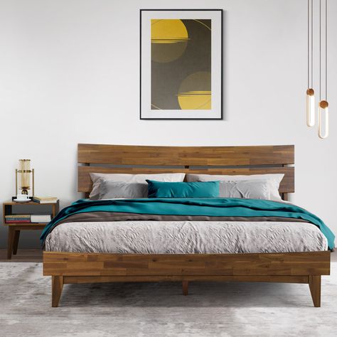 Aurora 2-Piece Bedroom Set Solid Wood Bed Frame with High Headboard and Nightstand Natural Wood Bed, High Headboards, High Headboard, Solid Wood Bed Frame, Unique Decoration, Wood Bed Frame, Solid Wood Bed, Wood Bed, The Embrace