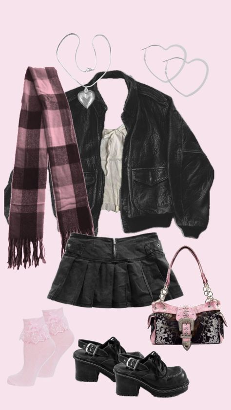 #outfitinspo #clothes#pink Grunge Pink Outfit, Pink Grunge Outfits, Pink Grunge Outfit, Pink Alternative Fashion, Grunge Fits, Pink Grunge, Downtown Outfits, Kawaii Fashion Outfits, Girly Fashion