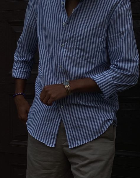 Blue Striped Shirt Outfit Men Casual, Old Money Blue Shirt, Blue Striped Shirt Outfit Men, Old Money Shirt, Striped Shirt Outfit Men, Mohamed Bin Salman, Shirt Old Money, Blue Striped Shirt Outfit, Bin Salman