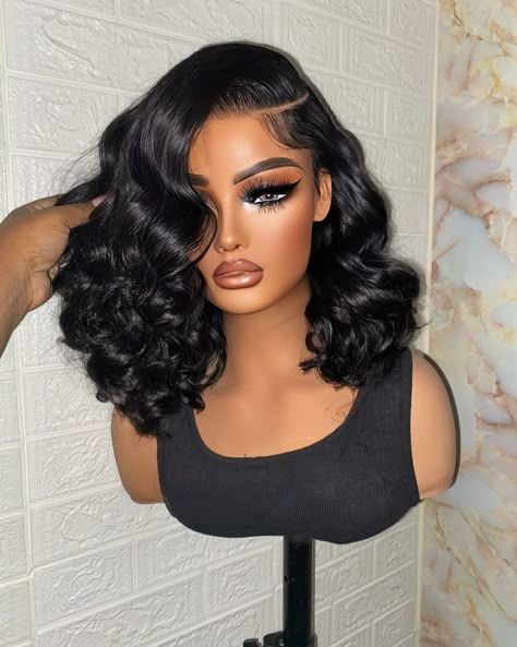 Black Women Hairstyles Side Part, Jet Black Side Part, Lace Wigs Styles, Lace Glue, Hair Extensions For Short Hair, Frontal Wig Hairstyles, Side Part Hairstyles, Haute Hair, Custom Signature