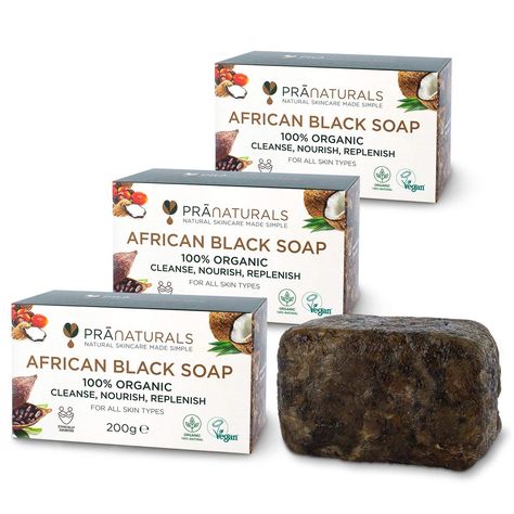 About this item The secret to perfect skin – promotes younger, healthier skin. Natural Healing Ingredients - A unique blend of coconut oil, shea butter and more natural detoxification ingredients to improve the condition of the skin. Anti-ageing - Packed with minerals and antioxidants, African black soap prevents signs of ageing such as wrinkles, dull skin, and fine lines. 100% NATURAL - Pranaturals African Black Soap is completely organic with natural ingredients ethically and handmade in Ghana Raw African Black Soap, African Soap, Natural Lotion, Organic Virgin Coconut Oil, Bleaching Cream, Hair Kit, Unrefined Shea Butter, African Black Soap, Black Soap