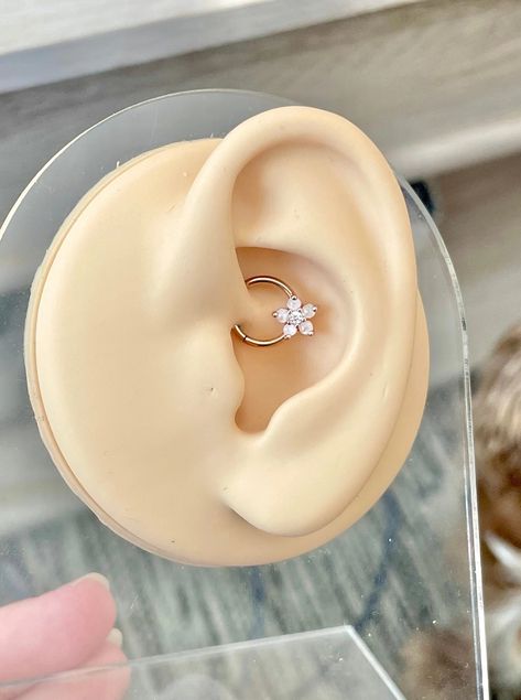 Daith Piercing Jewelry Impuria Ear Piercing Jewelry, Daith Gold Piercing, Flower Daith Piercing, Gold Daith Jewelry, Daith Ear Piercing, Daith Ring, Piercing Daith, Daith Rings, Daith Jewelry