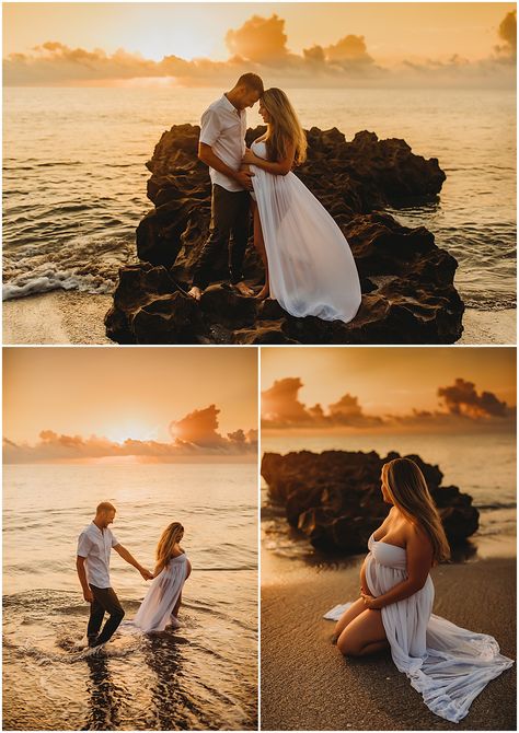 Jupiter Sunrise Maternity Photos // Coral Cove - Island Maternity Shoot, Sunrise Maternity Shoot, Hawaiian Maternity Photos, Sunrise Maternity Pictures Beach, Water Maternity Photos, Maternity Shoot Beach, Maternity Photography Beach, Maternity Beach, Baby Announcement Photoshoot