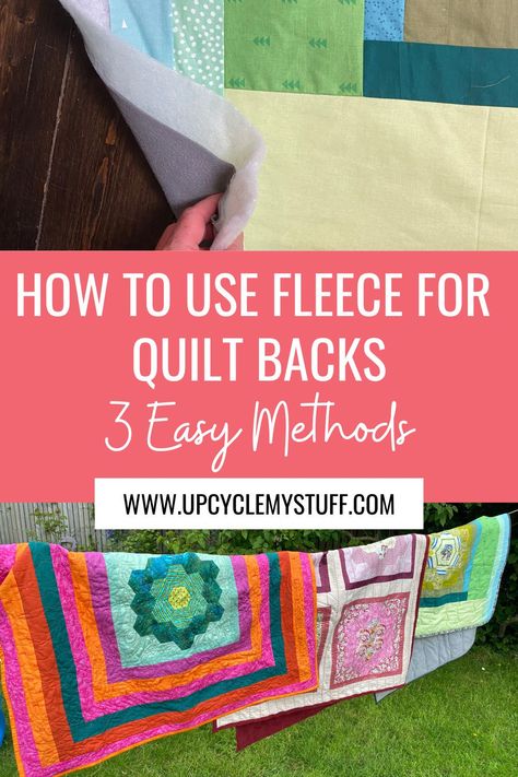 I recently made my first charity quilt (well three actually!) and I used fleece for the backing to make them more cuddly. I tried different ways of binding and quilting for these three quilts and I tried some with polyester batting and some with no batting. Get all my step by step instructions and decide which method is best for you. Fleece Quilt Backing | Quilting Tips | Quilt Back Ideas Backing A Quilt With Fleece, Fleece Backed Quilt How To Make, Quilting Backing Ideas, Quilt Back Ideas, Quilt Backing Ideas, Backing A Quilt, Baby Quilt Size, Mom Crafts, Fleece Quilt