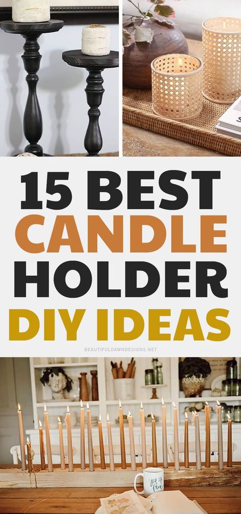 Diy Candle Pedestal, Large Candle Holders Decor, Tall Candle Holders Decor, Diy Pillar Candle Holders, Easy Diy Candle Holders, Votive Candle Holders Diy, Candle Stand Diy, Homemade Candle Holders, Diy Candle Stick Holder