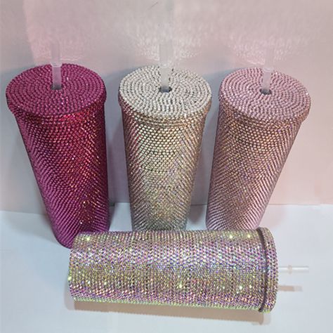 New Product Rhinestone Tumbler Reusable Cold Drinking Cup Starbucks Cup Design, Bling Bottles, Rhinestone Tumbler, Bling Ideas, Rhinestone Cups, Rhinestone Projects, Rhinestone Crafts, Bling Crafts, Glitter Tumbler Cups