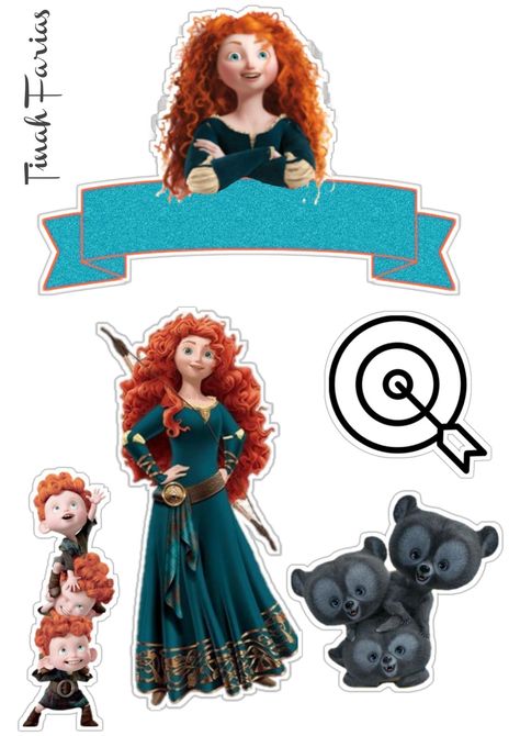 Fotos De Gadalupe Rodriguez Em Cajas Para Imprimir 599 Rebelle Disney, Merida Cake, Merida Birthday Party, Brave Cakes, Brave Movie, Disney Princess Merida, Braves Party, Merida Disney, Disney Cake Toppers