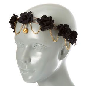 Black Flower Crown, Black Crown, Magical Jewelry, Black Flowers, Black Flower, Floral Headbands, Head Accessories, Fantasy Jewelry, Flower Headband