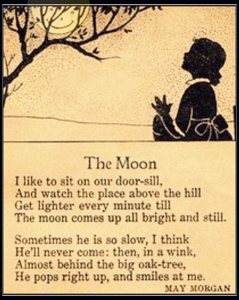 The Moon by May Morgan Drawing The Moon, Vintage Cottage Home, Nursery Rhymes Poems, Childrens Poems, Face Silhouette, Childrens Poetry, Poetry For Kids, Kids Poems, Cottage Home