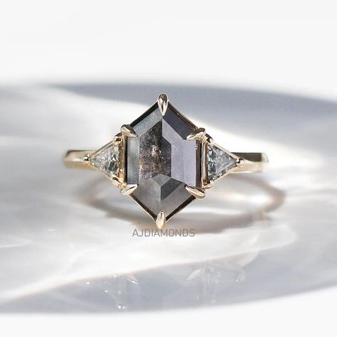 Unconventional Engagement Rings, Geometric Diamond Ring, Hexagon Diamond Ring, Triangle Diamond, Cute Engagement Rings, Traditional Engagement Rings, Future Engagement Rings, Hexagon Diamond, Natural Diamond Ring