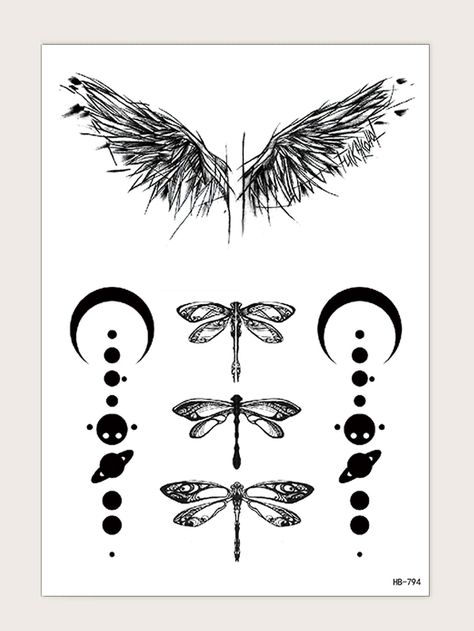 1sheet Dragonfly Pattern Tattoo Sticker Tattoos Angel, L Tattoo, Girl Arm Tattoos, Muster Tattoos, Heart Shaped Wreaths, Angel Wings Tattoo, Dragonfly Wings, Tattoo Transfers, Temporary Tattoo Stickers