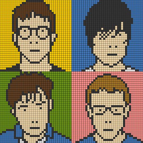 Album Cover Grid Pattern, Radiohead Crochet, Pixel Grid, Pixel Crochet, Tapestry Crochet Patterns, Crochet Inspo, Crochet Fashion Patterns, Crochet Tapestry, Perler Patterns