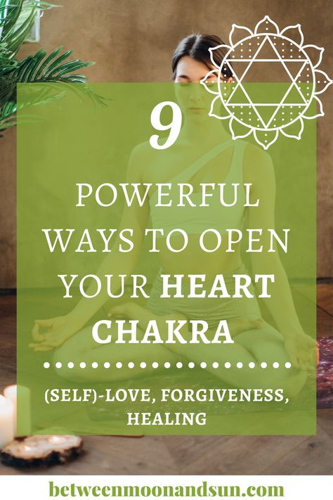 Discover the meaning of the heart chakra (Anahata) as well as signs of a balanced and unbalanced fourth chakra. When you feel like your life lacks love and you tend to hold grudges, then you can try out these 9 powerful healing methods to balance your heart chakra (yoga poses, affirmations, crystals, and more). Feel unconditional love, peace, and forgiveness coming back into your life. #chakra #heartchakra #chakrahealing #fourthchakra #love #openheart #anahata How To Heal Heart Chakra, Heart Chakra Activation, Heart Chakra Activities, Heart Chakra Affirmation, Heart Chakra Yoga, Fourth Chakra, Workshop Activities, Heart Chakra Meditation, Chakra Meanings