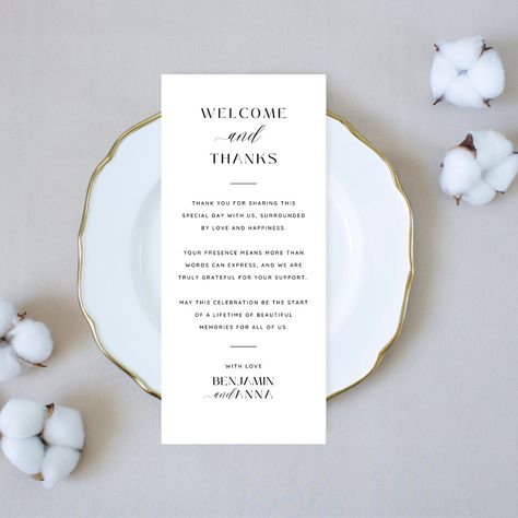 Use code BUNDLE30 to save 30% off when you purchase 3 or more items! Welcome to our Etsy listing for our Minimalist Thank You Place Card! Add a touch of elegance and gratitude to your wedding reception with these stylish place cards. Our digital place card template, available for instant download, allows you to easily customize and personalize each card using Canva. These thank you place cards will express your appreciation for their presence on your special day. Whether you're having an intimate gathering or a grand celebration, these wedding place cards will seamlessly blend with any theme or ddcor. Download, customize, and print as many copies as you need to create a cohesive and sophisticated look for your reception tables. Say thank you in a stylish way with our Minimalist Thank You P Thank You Notes At Wedding Reception, Welcome Card Wedding Table, Thank You For Attending Wedding, Welcome Card Wedding, Wedding Welcome Card, Wedding Reception Places, Reception Place Cards, Thank You Template, Free Thank You Cards