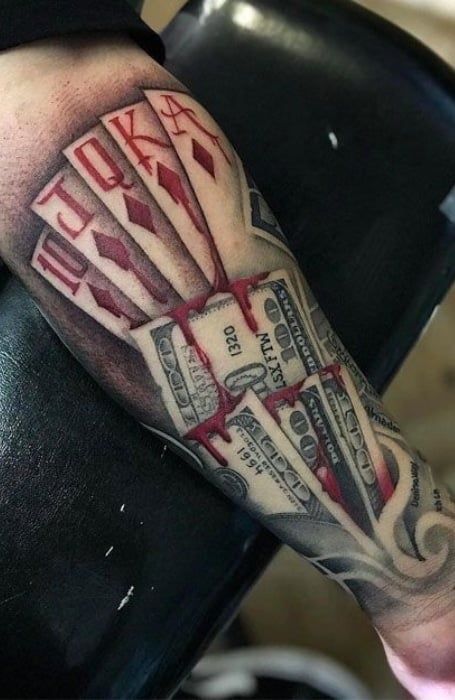 Love Money Tattoo, Male Leg Tattoos, Money Tattoos, Gangsta Tattoos, Money Tattoo, Forearm Sleeve Tattoos, Cool Forearm Tattoos, Theme Tattoo, Inspiration Tattoos