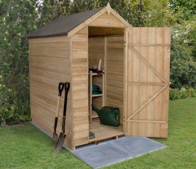 Forest 4ft x 6ft Overlap Security Shed Wooden Garden Buildings, Wooden Shed, Shed Floor, Apex Roof, Sawn Timber, Shed Base, We Shed, Wooden Sheds, Timber Construction