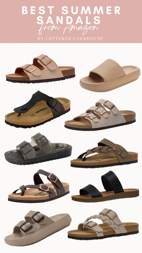 Footwear For Summer, Birkenstock Women Sandals, Cute Sandals For Summer Beach, Pretty Sandals Summer, Stylish Footwear For Women, Sandal Pria Casual, Flats For Women Sandals, Sandals 2024 Summer, Summer Sandals Women 2024