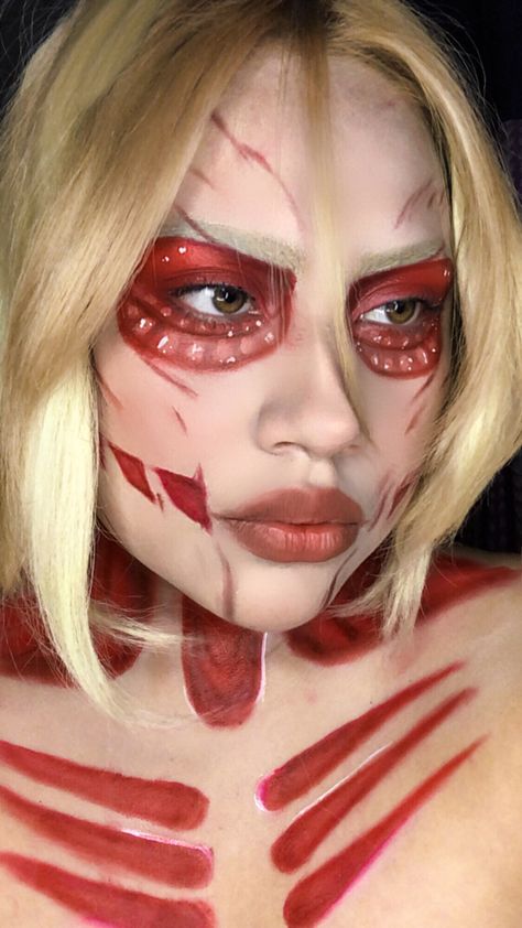 Aot Titan Makeup, Female Titan Makeup, Female Titan Cosplay, Attack On Titan Makeup, Annie Female Titan, Titan Makeup, Titan Costume, Attack On Titan Annie, Female Titan