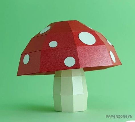 3d Mushroom Paper Craft, Mushroom Valentines Boxes, Mushroom Paper Craft, Geometric Ceramics, Mushroom 3d, Red Sheets, Mushroom Crafts, New Rangoli Designs, 3d Craft