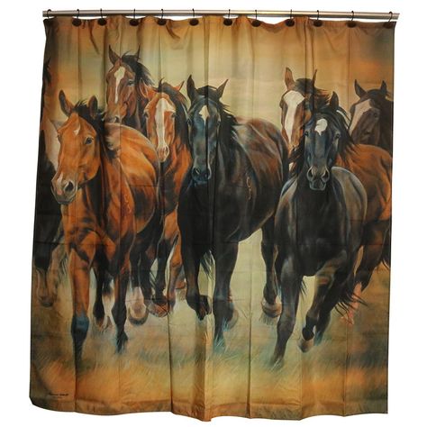 Western Shower Curtain, Western Curtains, Horse Shower Curtain, Funny Shower Curtains, Horse Fabric, Door Wraps, Wilde Westen, Running Horse, Running Horses