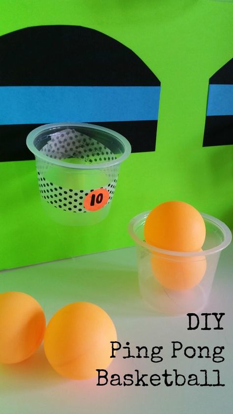 Fun indoor games (for when its HOT outside!). DIY Ping Pong Basketball Game. Indoor Carnival Games, Indoor Carnival, Basketball Crafts, Basketball Games For Kids, Fun Outdoor Games, Indoor Games For Kids, Basketball Party, Outdoor Games For Kids, Ping Pong Balls