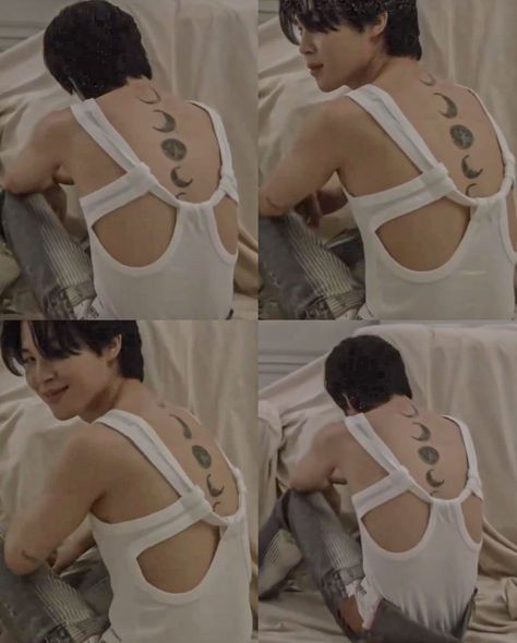 jimin Jimin Spine Tattoo, Jimin Back Tattoo, Jimin Moon Tattoo, Tattoo Jimin, Jimin Tattoo, Amir Eid, Mochi Jimin, Jimin Edit, Elbow Tattoos