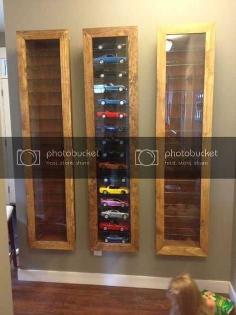 DIY Instructions for building a Bertby style cabinet - DX Model Display - DiecastXchange.com Diecast Cars Forums Toy Tractor Display Ideas, Display Cabinet Diy, Diecast Display, Car Model Display, Diecast Cars Display, Hot Wheels Storage, Hot Wheels Display, Car Display, Model Cars Collection