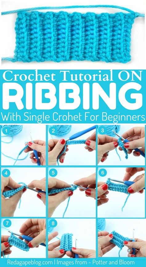 Crochet Ribbing, How To Do Crochet, Ribbed Crochet, Basic Crochet, Learn How To Crochet, Crochet Stitches For Beginners, Crochet Fabric, Crochet Stitches Tutorial, Basic Crochet Stitches