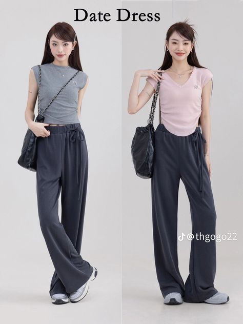 Oyanxi Outfits, Natural Kei, Trousers Outfit, Trouser Outfit, Korean Girl Fashion, Easy Trendy Outfits, Fashion Attire, College Fashion, Korean Outfits