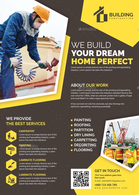 Construction Flyers Bundle #Construction, #Flyers, #Bundle Construction Services Poster, Construction Poster Design Building, Industrial Brochure, Construction Flyer, International Marketing, Pamphlet Design, Graphic Design Brochure, Flyer Design Layout, Digital Marketing Design