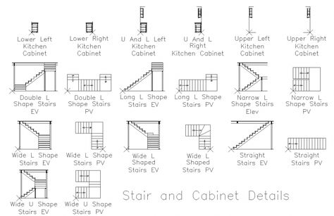 Different type Staircase detail plan and section drawing in dwg file. Type Of Staircase Design, Plan Section Elevation Drawings, Plan And Section Drawing, L Shaped Staircase, Stairs Elevation, L Stairs, Staircase Plan, Construction Detail Drawing, Staircases Ideas