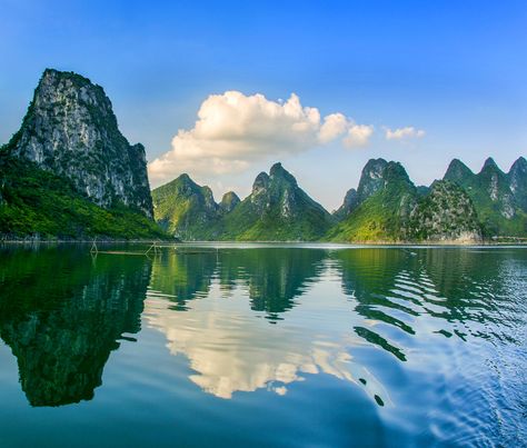 Shanglin Dalong Lake of #Nanning—— The China's "Xialong Bay" .It  is really beautiful! Surrounded by mountains,the water is clear, quiet, beauty is worthy of Li River water. #travel #photography #Guangxi #China https://www.facebook.com/beautifulguangxi/ China Nature, Guangxi China, Chinese Mountains, China Trip, Nanning, Quiet Beauty, River Water, Guilin, Chinese Landscape