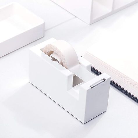 Desktop Tape Dispenser - Silicone Non-Skid Weighted Base Tape Cutter for Office,School and Home Supplies (Pure White) Aesthetic Tape, Washi Tape Organizer, Asthetic Stationery, Washi Tape Dispenser, Hanta Sero, Tape Organizer, Tape Dispensers, Collection Storage, White Tape