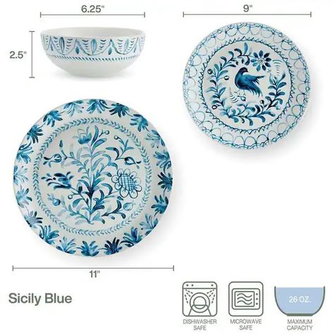 Fitz and Floyd Sicily Blue Dinnerware 12Pc Set - Bed Bath & Beyond - 39986605 Blue Dinnerware, Stoneware Dinnerware Sets, White Dinnerware, Set Bed, Stoneware Dinnerware, Fitz And Floyd, Vibrant Blue, Dinnerware Set, Dinnerware Sets