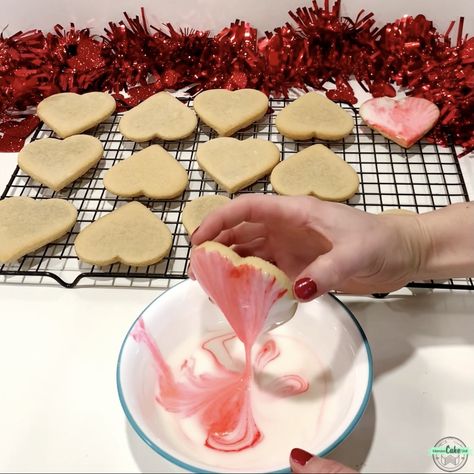 Heart Sugar Cookies Recipe, Dipped Sugar Cookies, Decorating Sugar Cookies, Heart Sugar Cookies, Powdered Sugar Icing, Milk Chocolate Chip Cookies, Heart Sugar Cookie, Cream Cheese Buttercream, Lemon Poppyseed Muffins