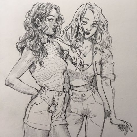 Leslie Hung, 얼굴 드로잉, Wow Art, Two Girls, الرسومات اللطيفة, Drawing Techniques, Pencil Art, Art Drawings Sketches, Art Sketchbook