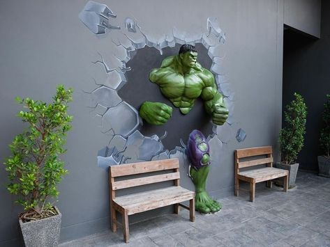 Hulk Room, Hulk Wall Art, Hulk Theme, Commercial Gym Design, Hulk Artwork, Gym Design Interior, Hulk Birthday, Gym Wallpaper, Gym Wall Decor