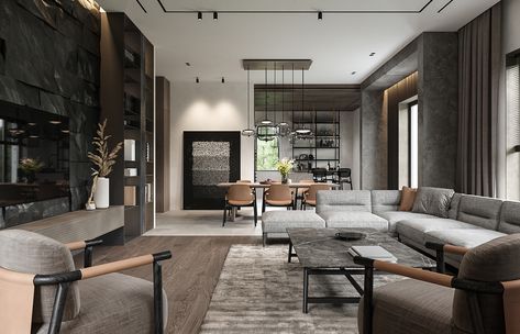 interior design a country house#2 on Behance Minimal Interior Design, Interior Rendering, Modern House Plan, Studio Interior, Contemporary House Design, Minimalism Interior, Luxury Homes Dream Houses, Easy Home Decor, Contemporary Living Room