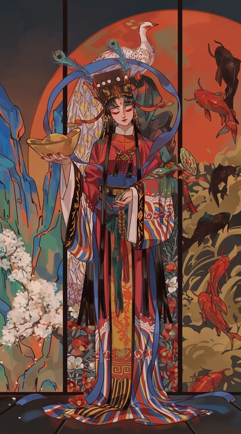 Chinese Art Painting, Japon Illustration, Wow Art, Ethereal Art, 영감을 주는 캐릭터, Traditional Clothing, Art Reference Photos, Pretty Art, Asian Art