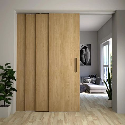 Experience the pinnacle of design innovation and functionality with the DecorAndDecor TP-Slide Telescopic Sliding Door Kit. With a robust 3600mm track,(3x3600mm) this kit is an ideal solution for those seeking to optimise their space without compromising on aesthetics. As a testament to its superior build quality, this sliding door mechanism can comfortably bear heavy doors up to 80KG per door, ensuring durability and reliability. The TP-Slide Telescopic Sliding Door Kit is not just about streng 3 Sliding Door, Sliding Door Mechanism, Sliding Doors Internal, Track Door, Partition Door, Sliding Wall, Sliding Door Design, Hidden Kitchen, Room Divider Doors