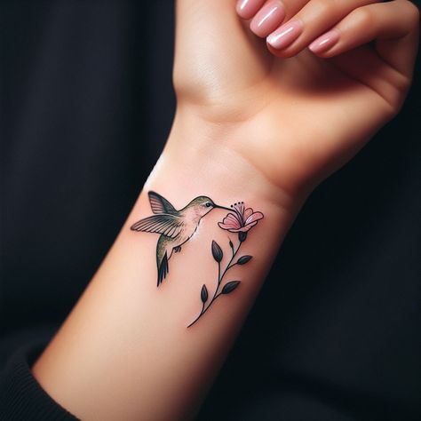 Hummingbird And Honeysuckle Tattoo, Mini Hummingbird Tattoo, Hummingbird Tattoo With Flowers, Hummingbird Tattoo Ideas, Girl Stomach Tattoos, Hummingbird Flower Tattoos, Honeysuckle Tattoo, Special Tattoo, Small Hummingbird Tattoo